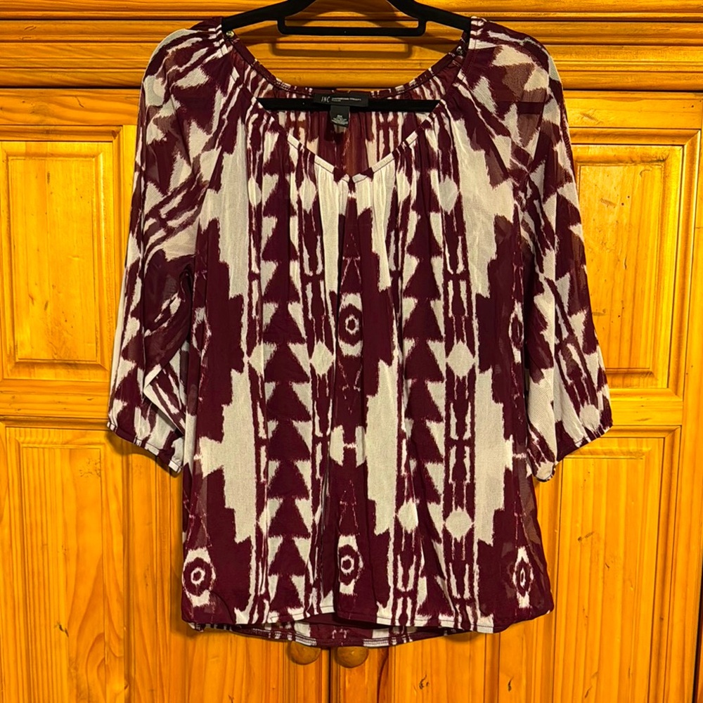 Sheer Wine & Cream top